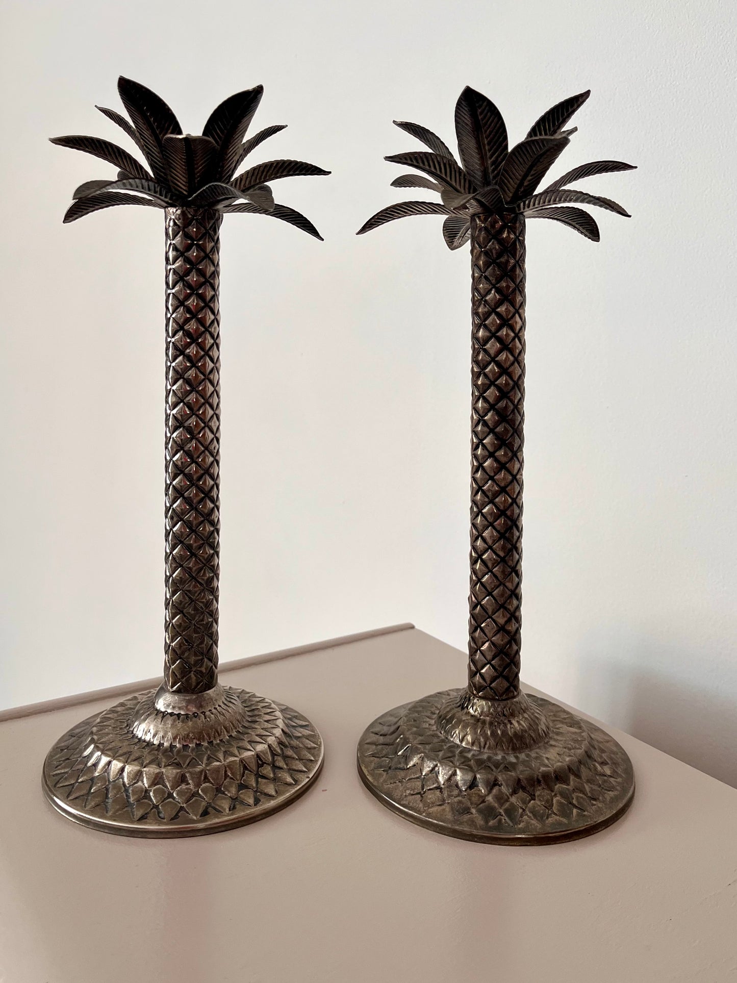 Pair of Palm Candlestick Holders