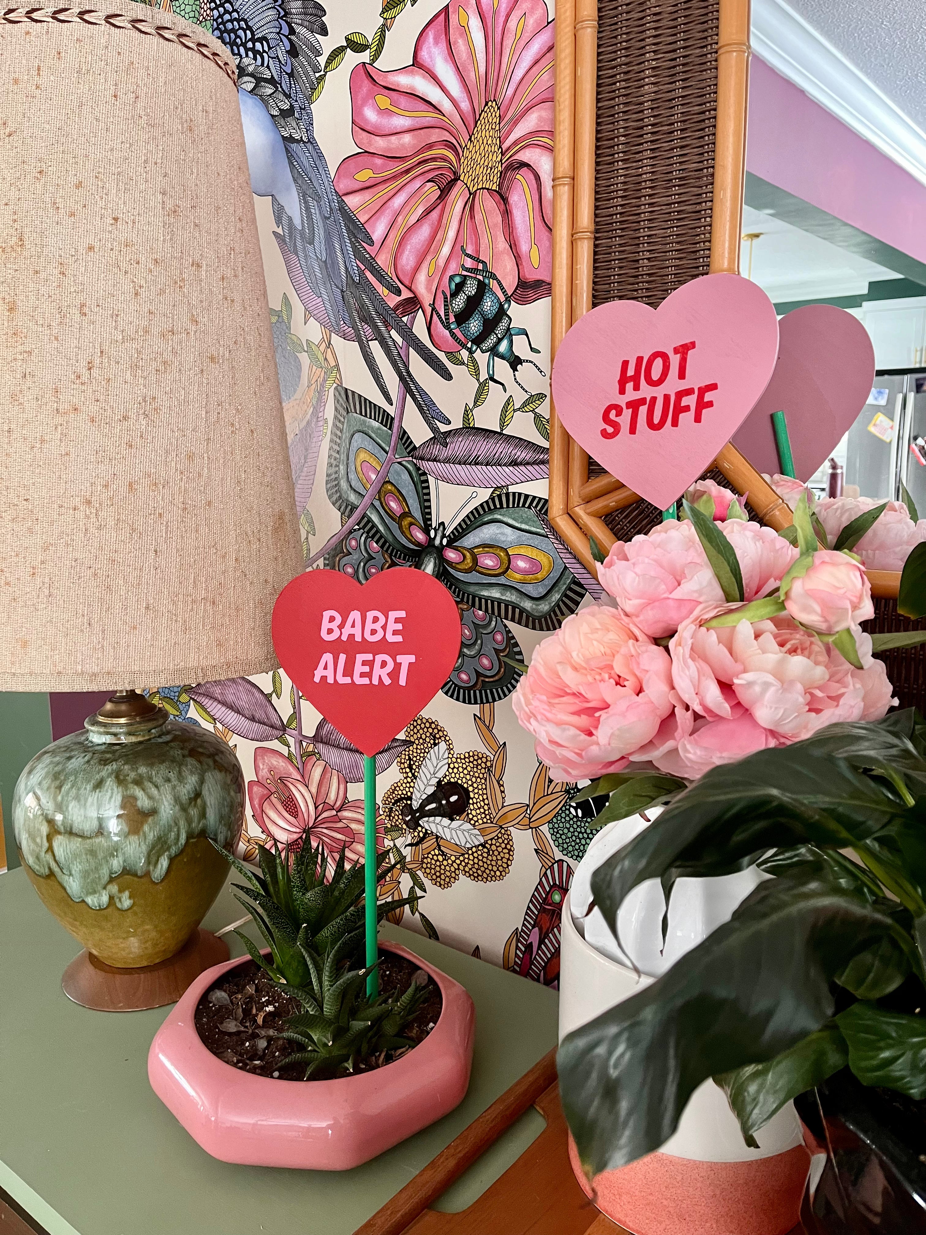 Candy Heart Wood Plant Ornament