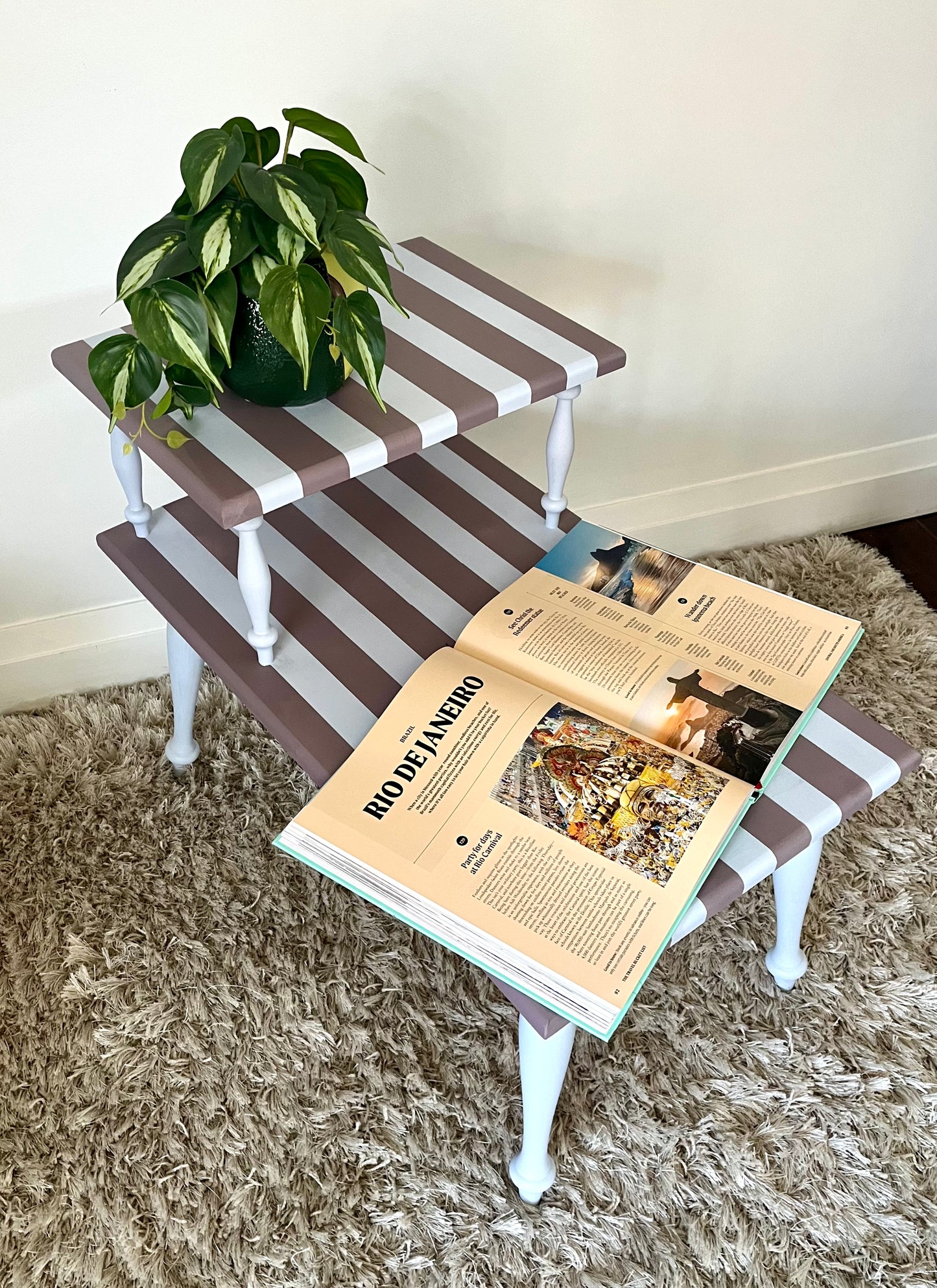 Simple Striped Side Table