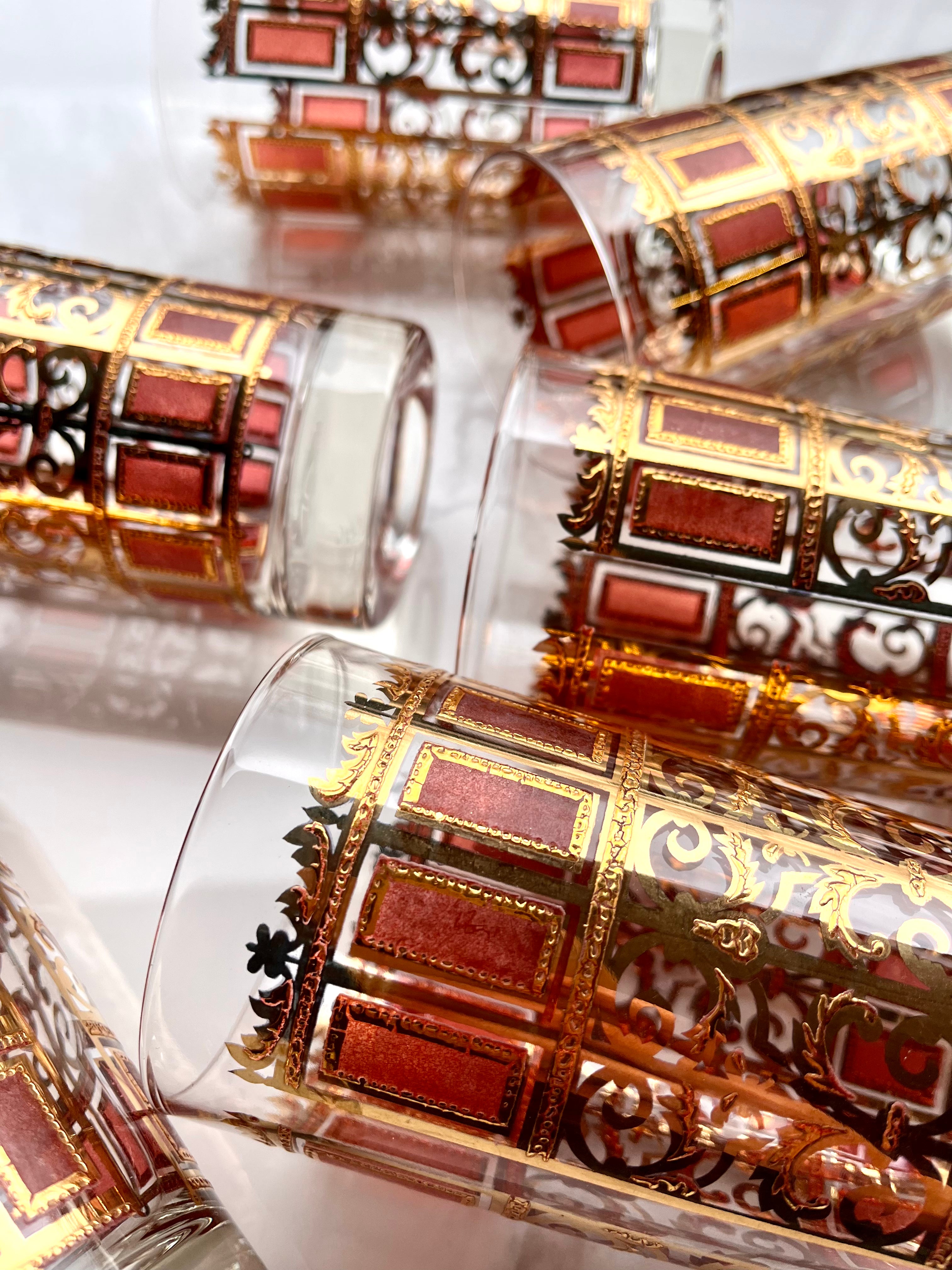 Culver Rose & Gold Highball Glasses