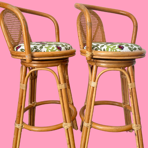 Pair of Bamboo Barstools