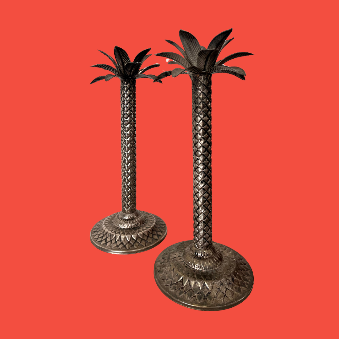 Pair of Palm Candlestick Holders