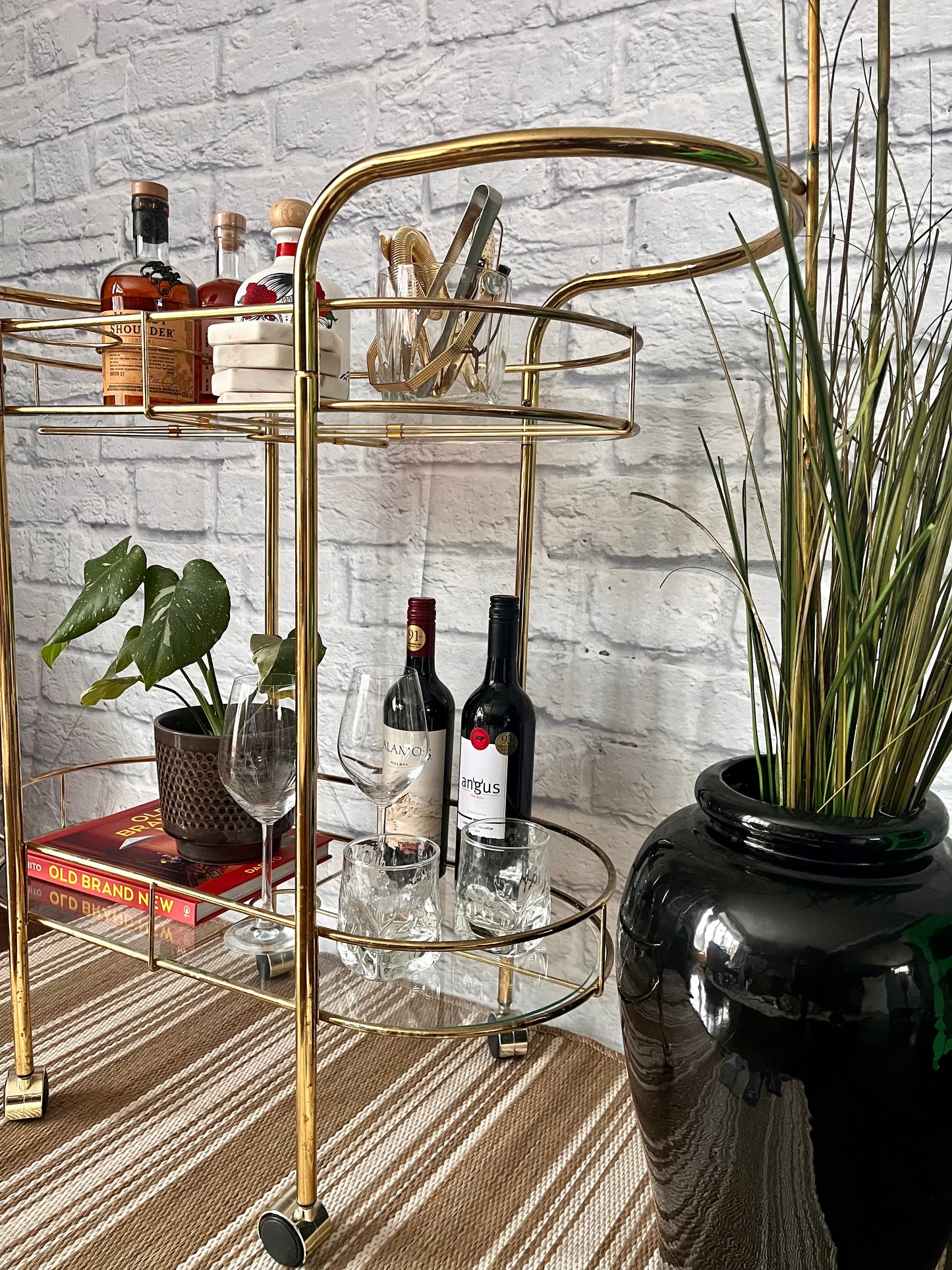 Two Level Gold Bar Cart