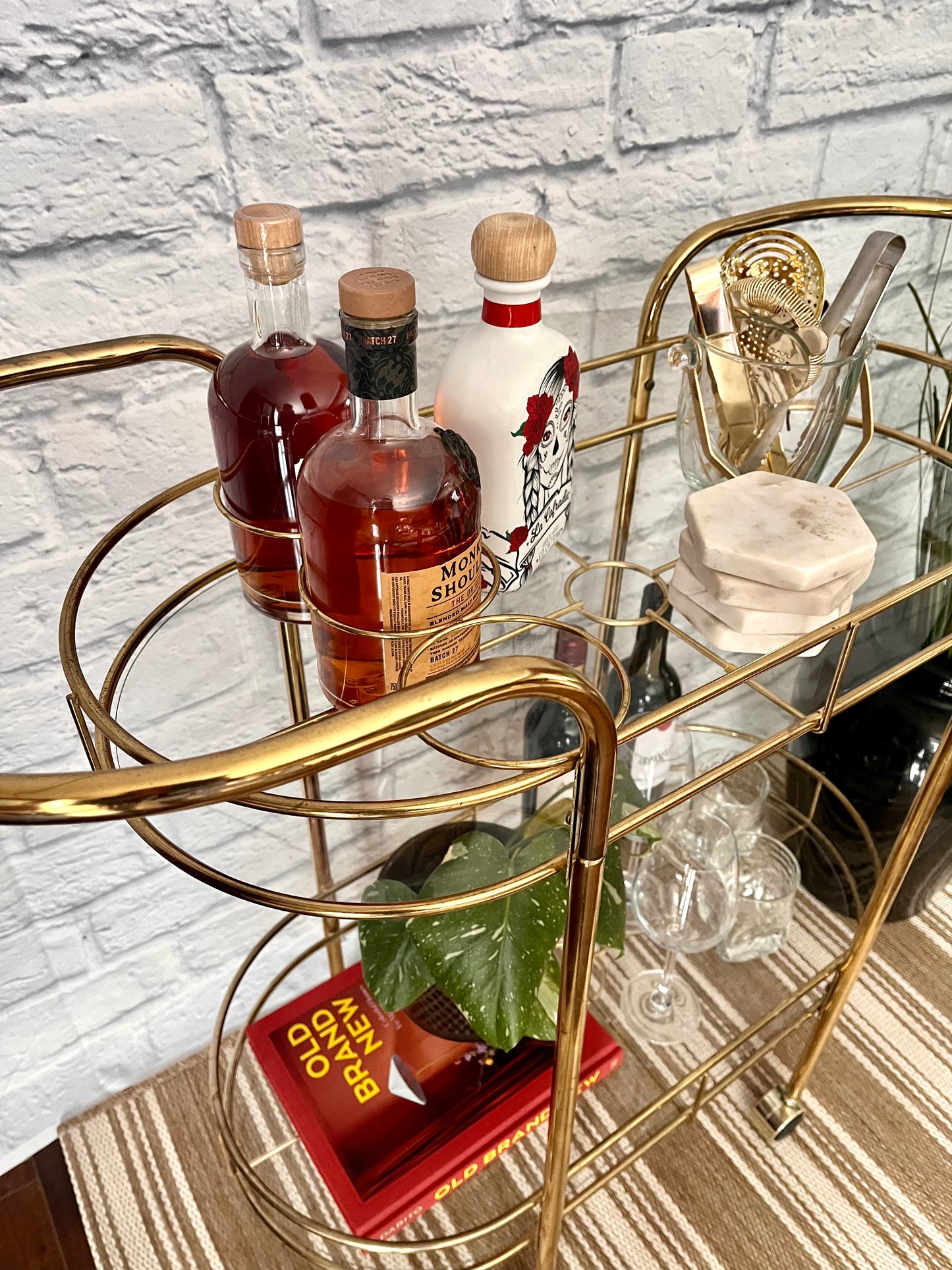 Two Level Gold Bar Cart