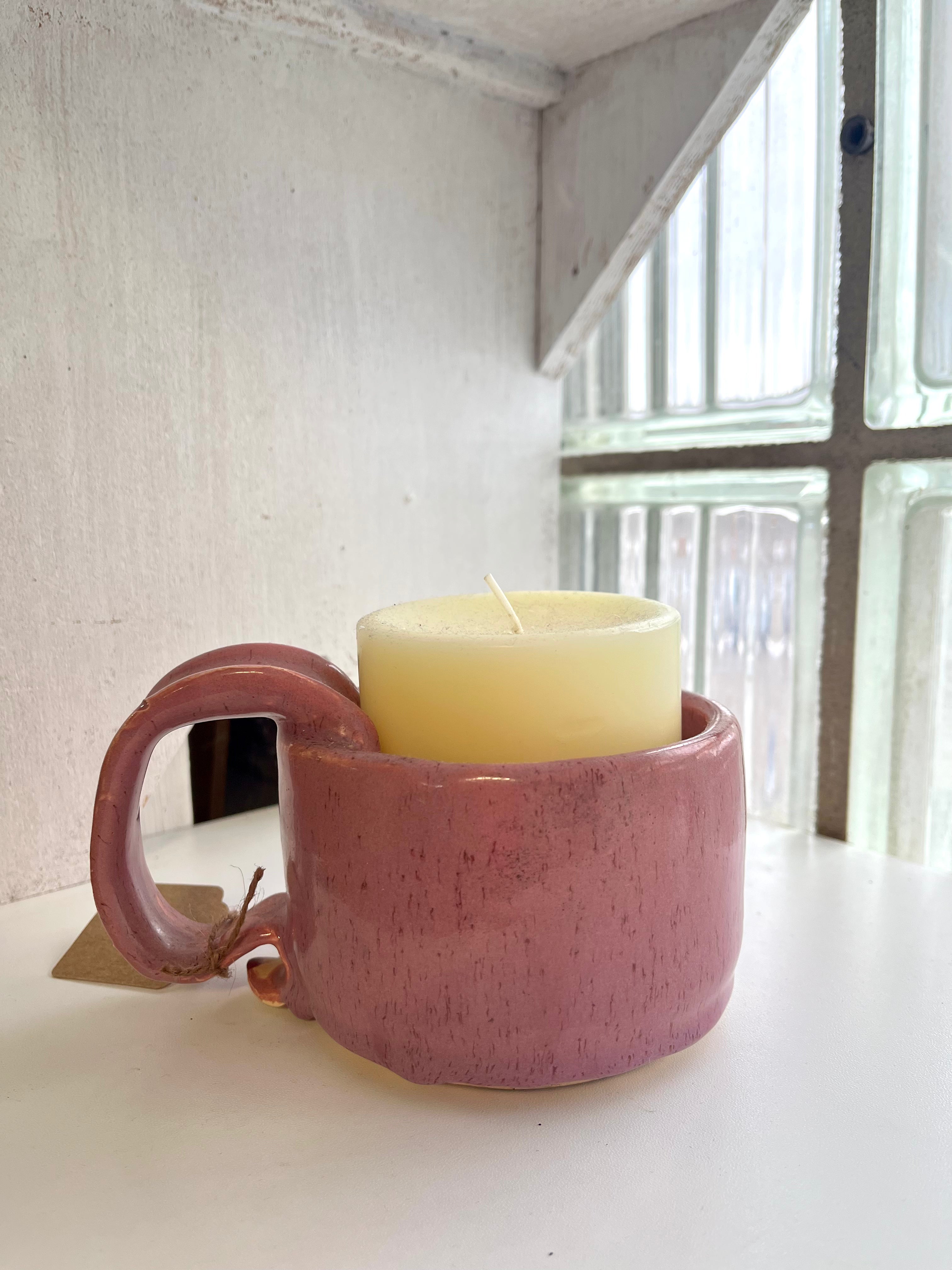 Pink Pottery & Candle