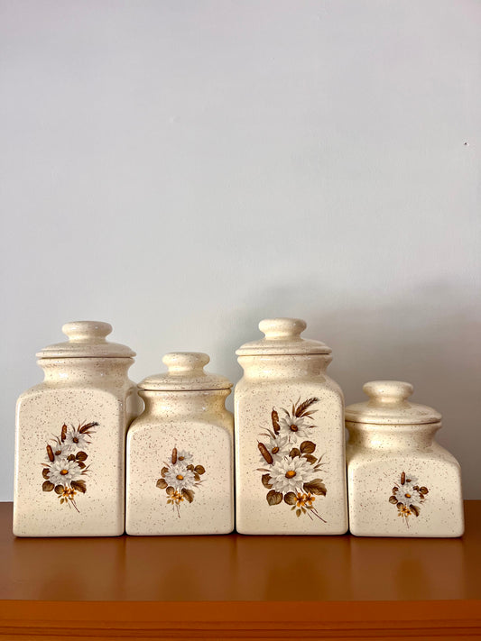 Vintage Floral & Wheat Canister Set