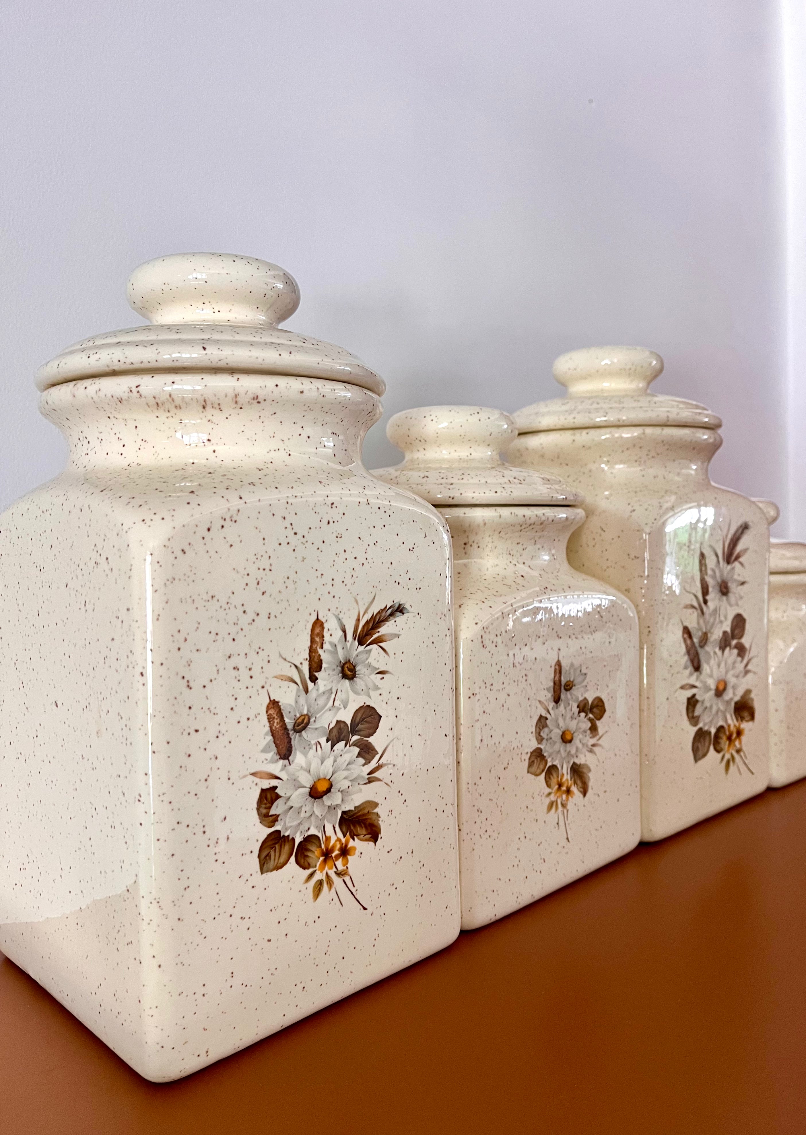 Vintage Floral & Wheat Canister Set