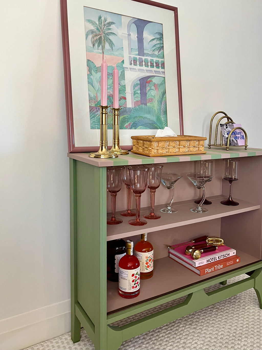 Striped Bar Cabinet