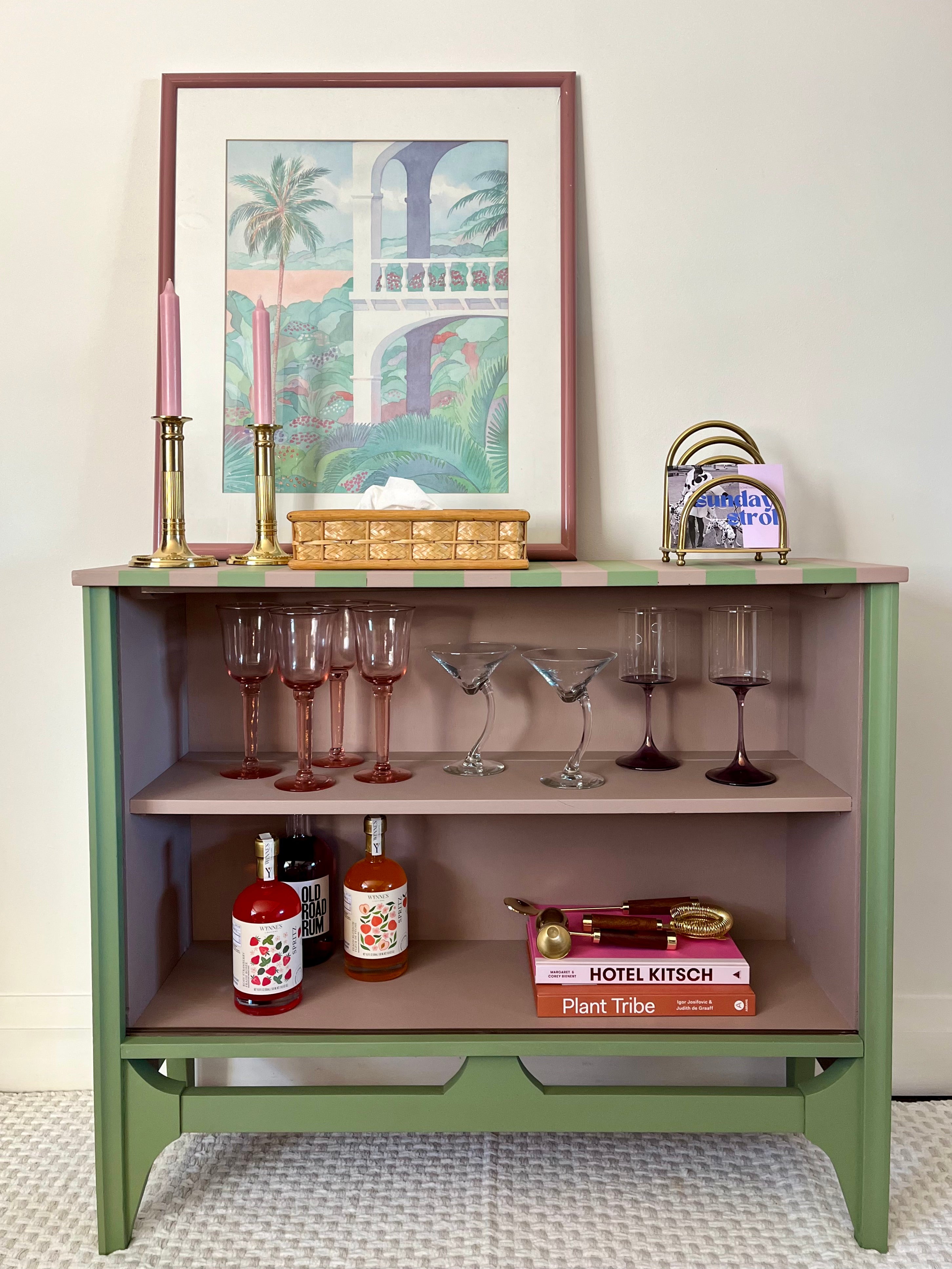 Striped Bar Cabinet