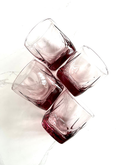 Square Purple Lowball Glasses
